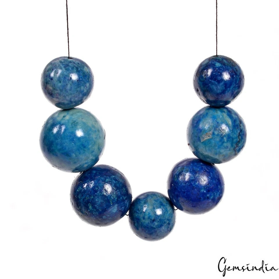 350 Cts/20 Pcs Natural Blue Lapis Lazuli Round Cab Drilled Beads Loose Gems Lot
