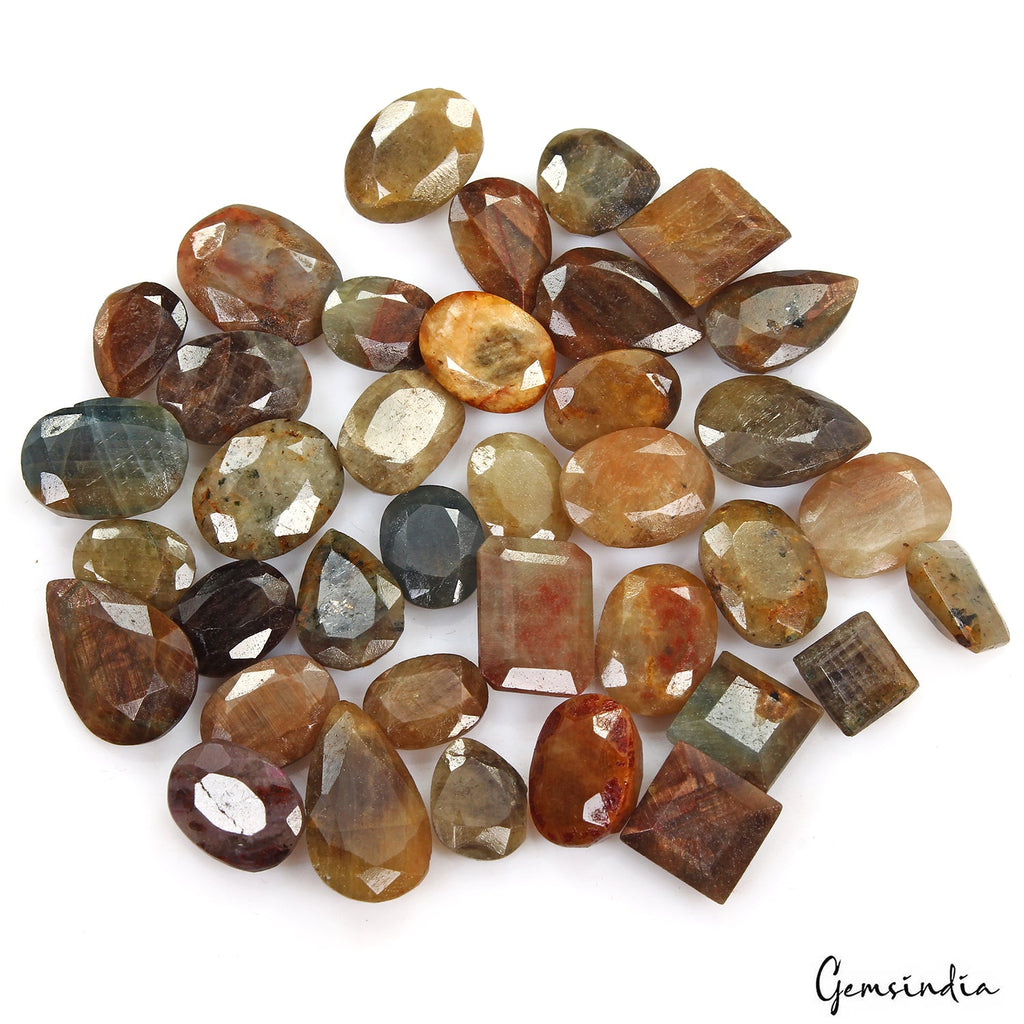380 Ct/37 Pcs Natural Untreated Brown Sapphire Mix Cut Loose Ring Size Gemstones