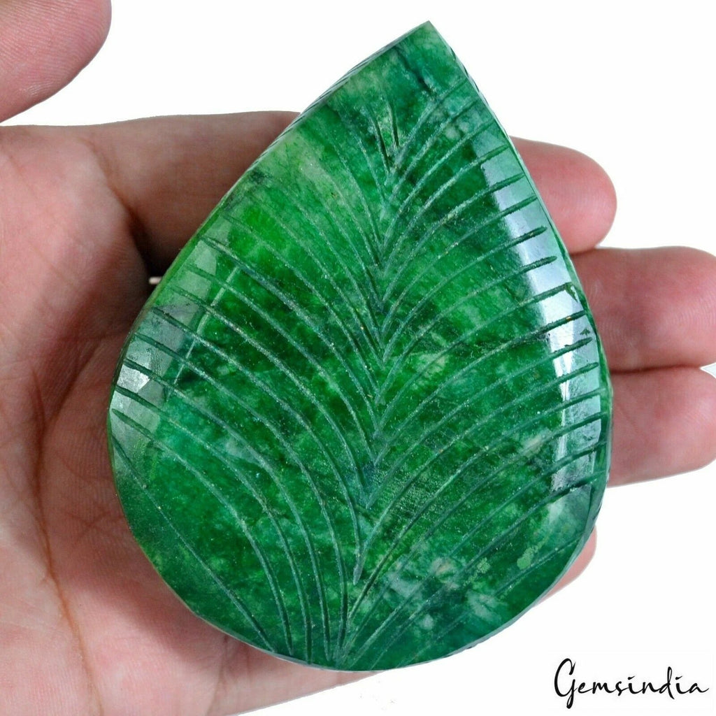 1190 Cts Natural Brazilian Green Emerald Pear Carving Earth Mined Loose Huge Gem