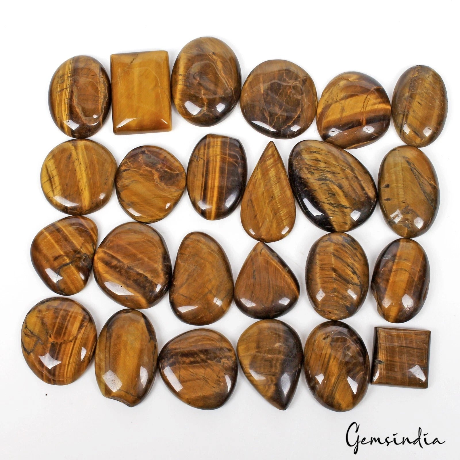 980 Cts Mix Tiger Eye Cabochon Handcrafted Natural 24Pcs Wholesale Lot 20-37mm