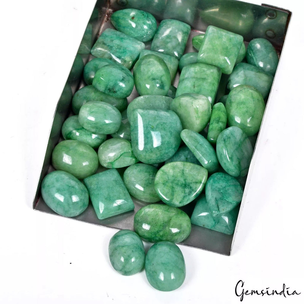 43 Pcs Natural Emerald Brazilian 13mm-21mm Cabochon Huge Size Loose Gemstones