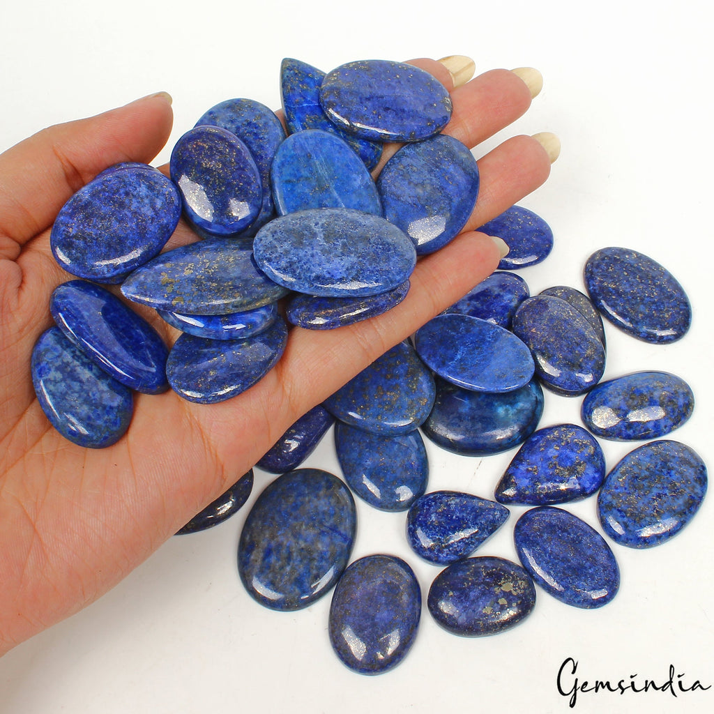 1340 Ct/45 Pcs Natural Blue Gold Pyrite Lapis Lazuli Mix Cab Loose Wholesale Gem