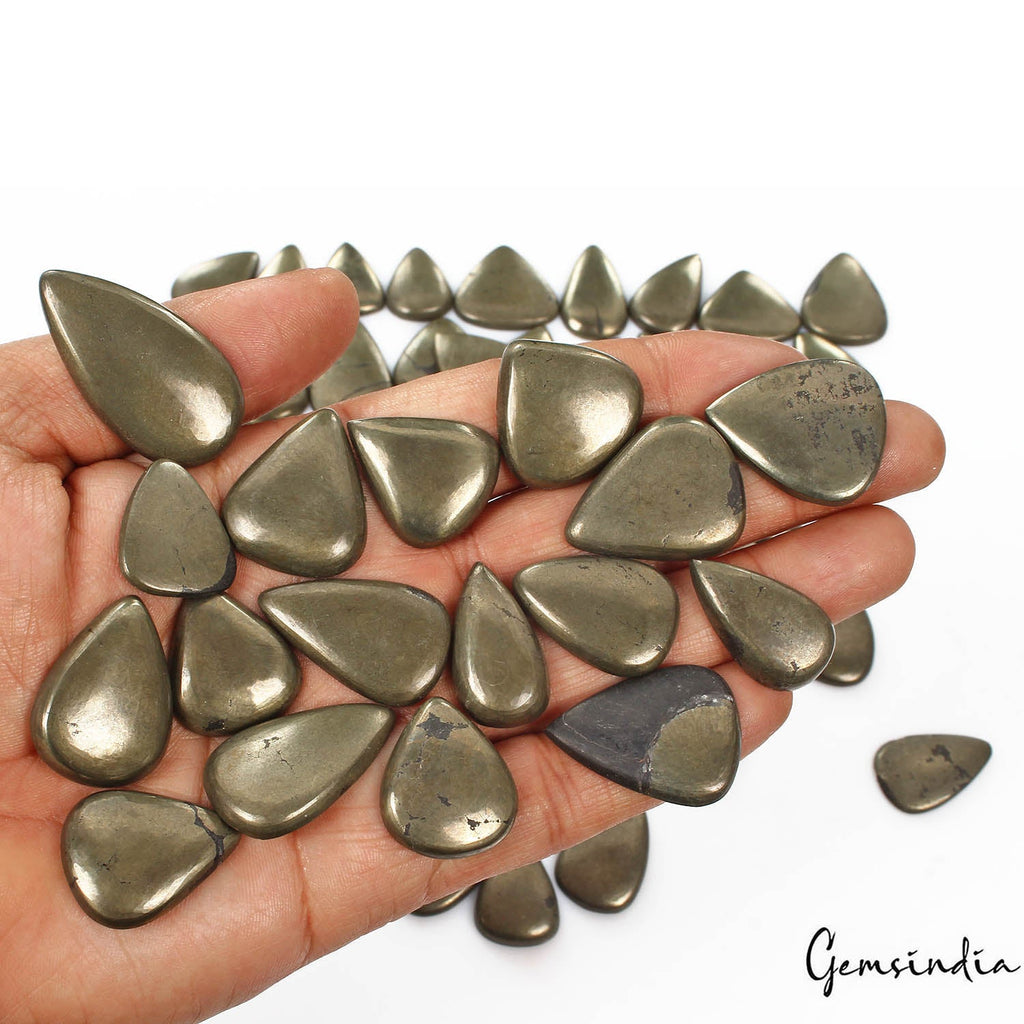 1860 Cts/61 Pcs Natural Apache Gold Pyrite Pear Cab Loose Wholesale Loose Gems