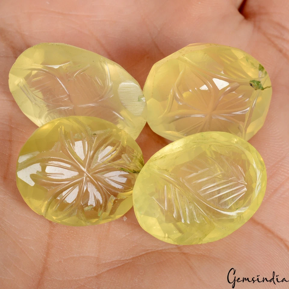 Lemon Quartz Lot, Loose Gemstone — 4 Pieces, 23mm to 25mm, 150.00 Ct, Brazil