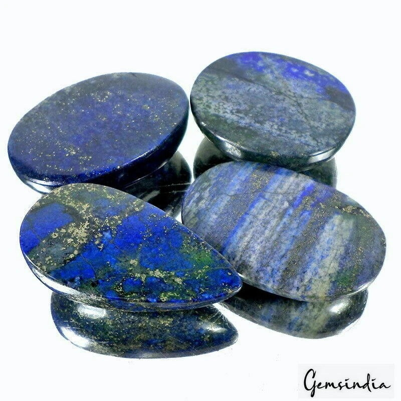 Lapis Lazuli Lot, Cabochon, Color Enhanced, Blue — 4 Pieces, 57mm to 66mm, 1800 Ct
