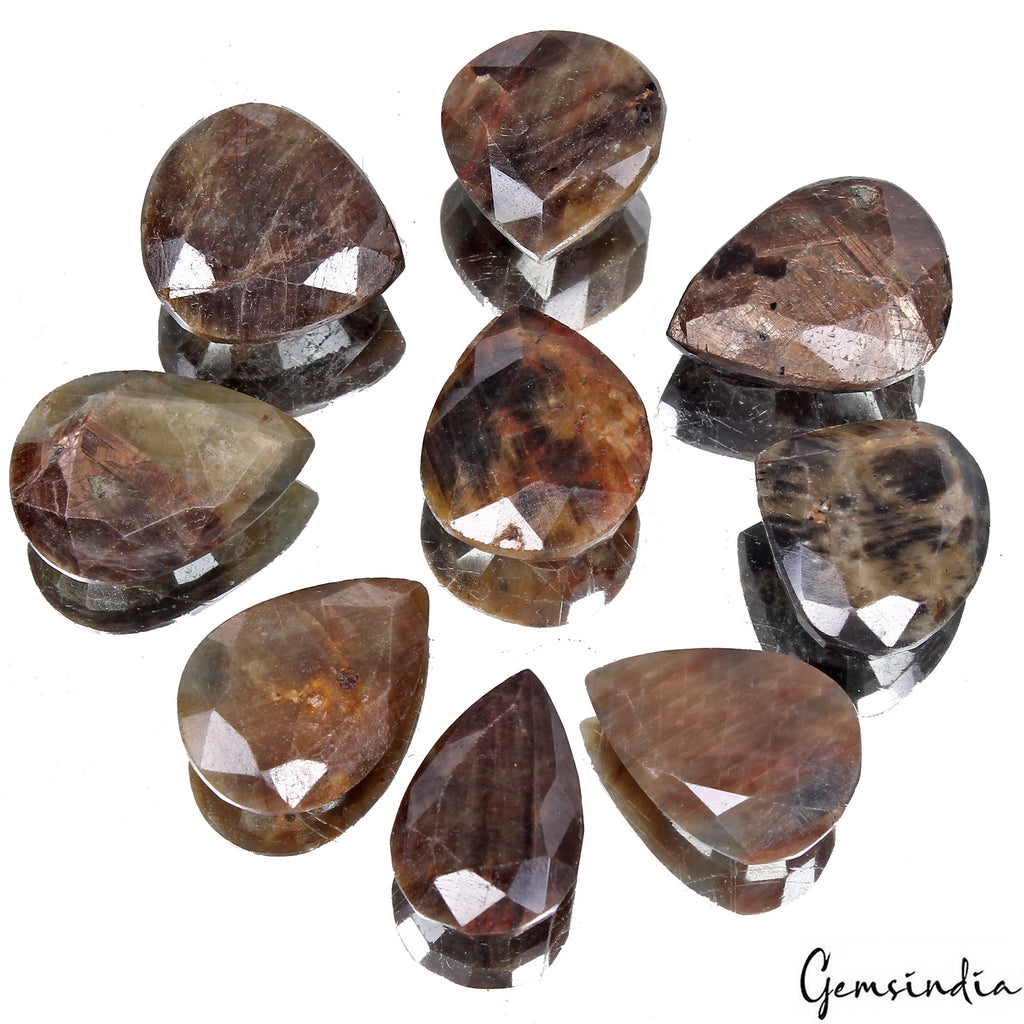9 Pcs Natural Untreated Brown Sapphire Pear Cut Loose 26-33mm Gemstones~790 Cts