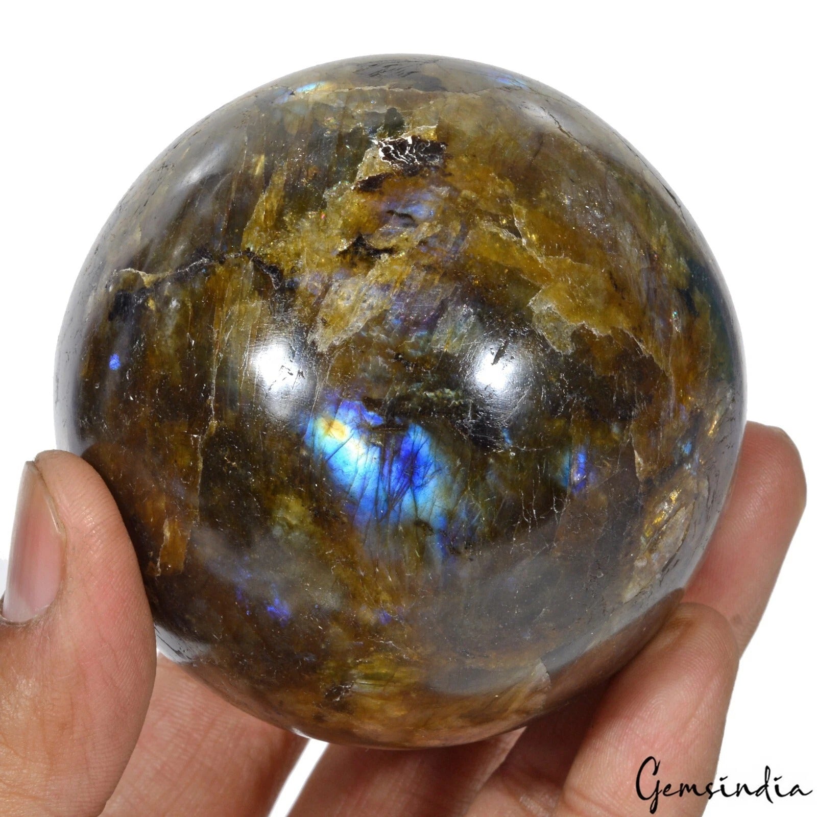 Natural Untreated Multi Shine Labradorite Healing Crystal Sphere W Stand 2890 Ct