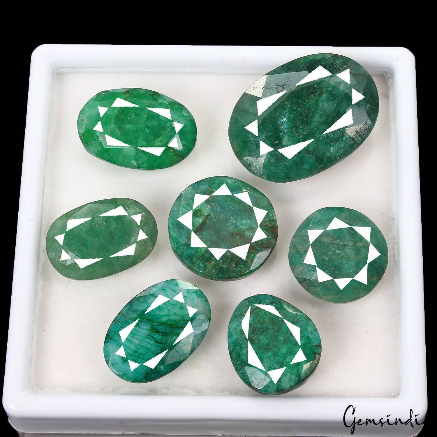 250 Cts/7 Pcs Natural Brazilian Green Emerald Mix Cut Loose Wholesale Gems Lot