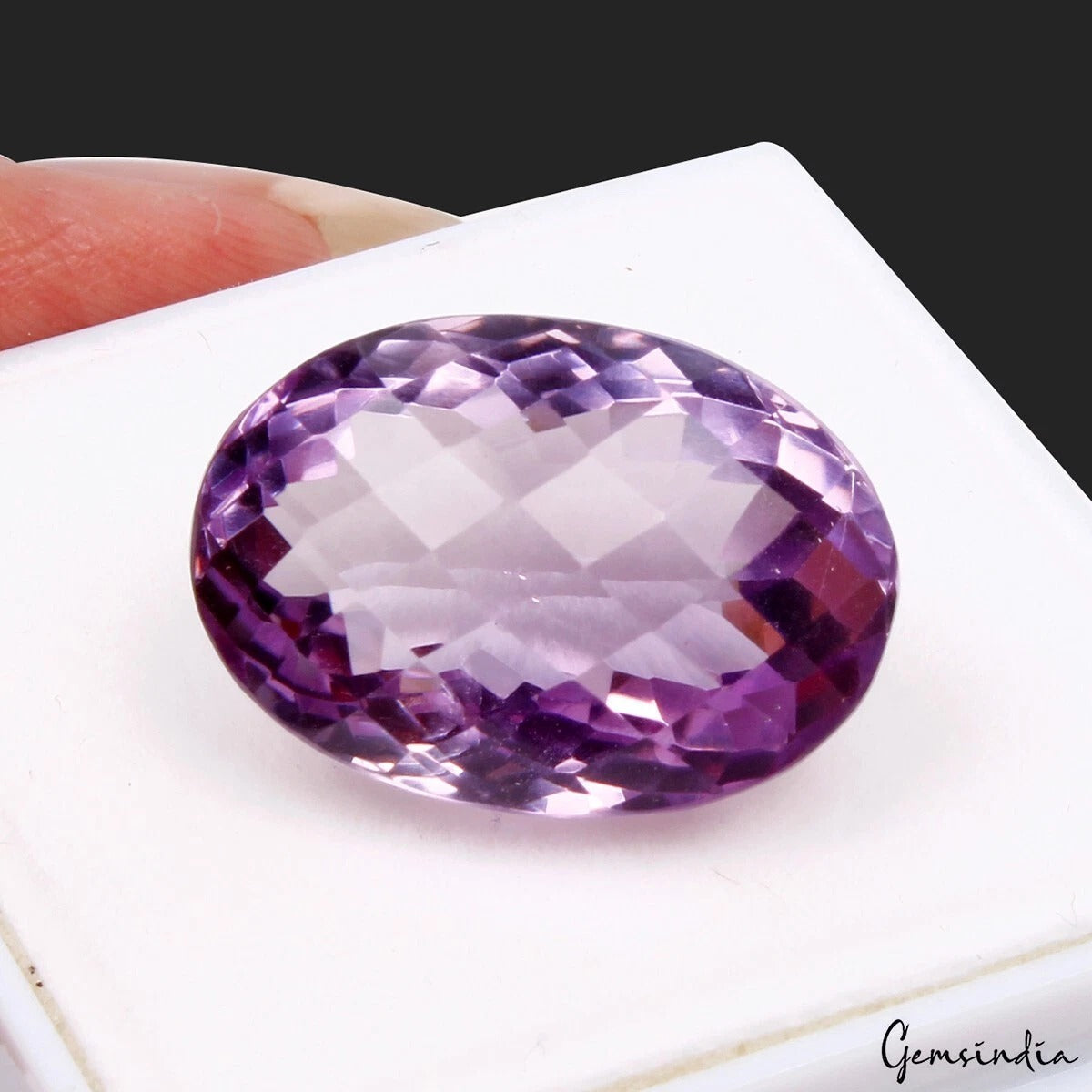Certified 23Ct Natural Untreated Purple Amethyst Oval Checker Cut Loose Gemstone