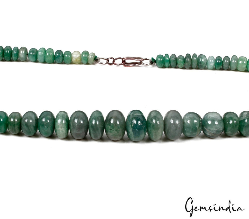 220 Ct Natural Green Emerald Gem Round Beaded Graduation Style Necklace