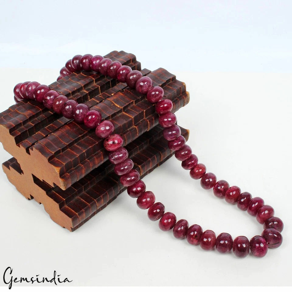 Ruby Necklace, Color Enhanced, Red — 11mm to 14mm, 830 Ct