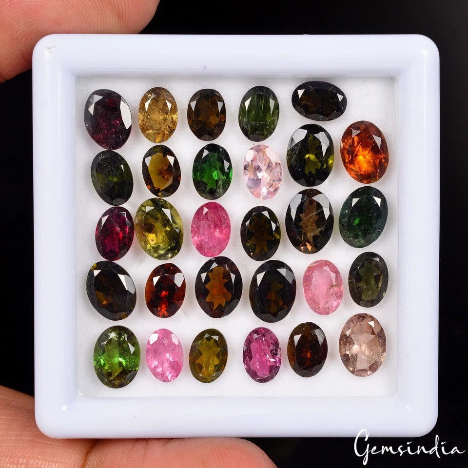 25.10 Ct Natural Multi color Tourmaline AAA Quality Oval Cut Loose Gemstone Lot