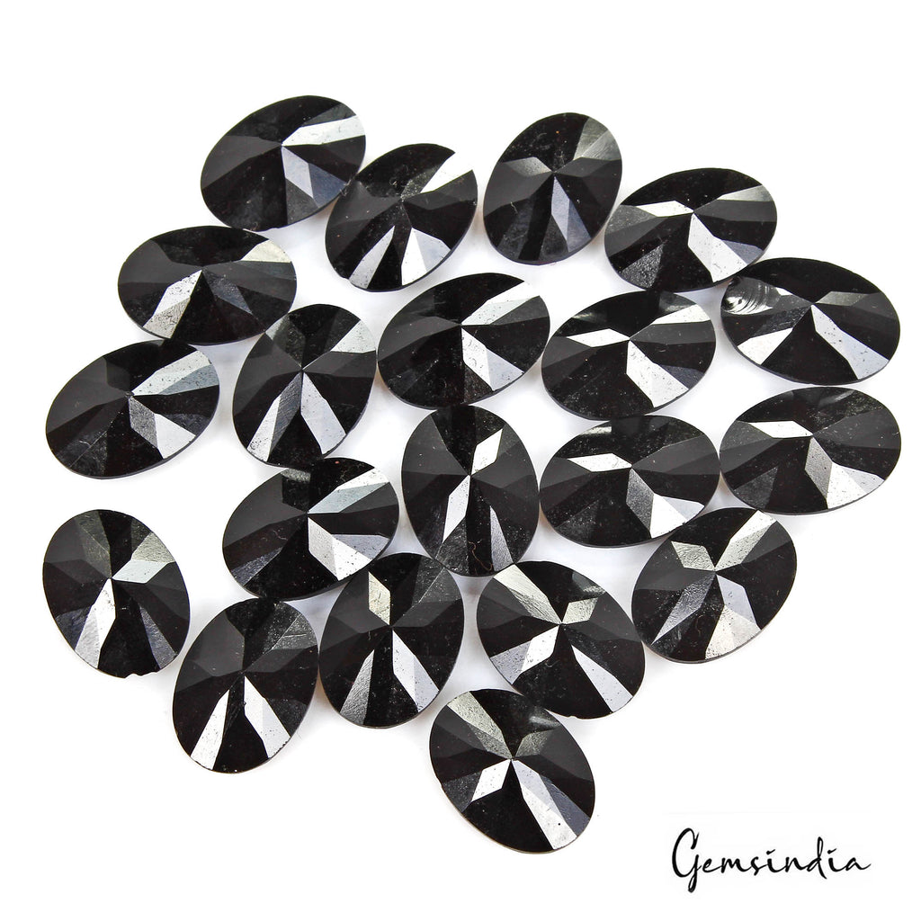163.10 Ct/20Pcs Natural Brazilian 'Z' Black Onyx Oval Calibrated Gem For Jewelry