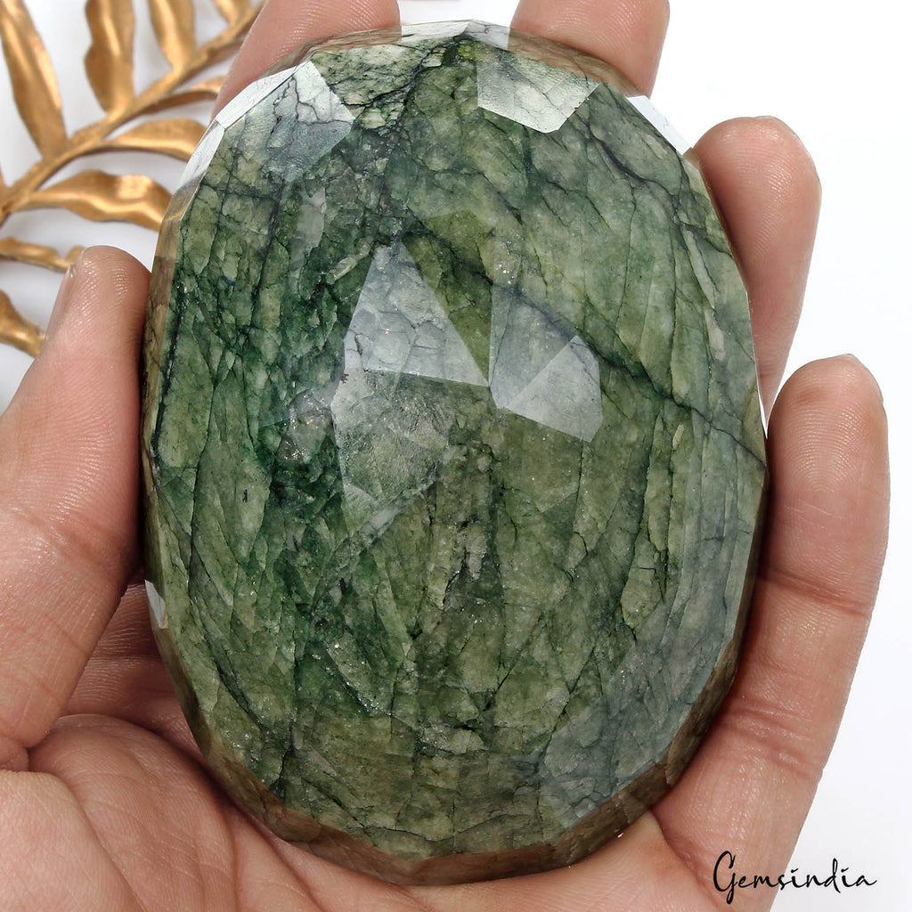 Brazilian Emerald Loose Gemstone, Color Enhanced, Green — 90 x 66 x 39 mm, 1660 Ct, Brazil