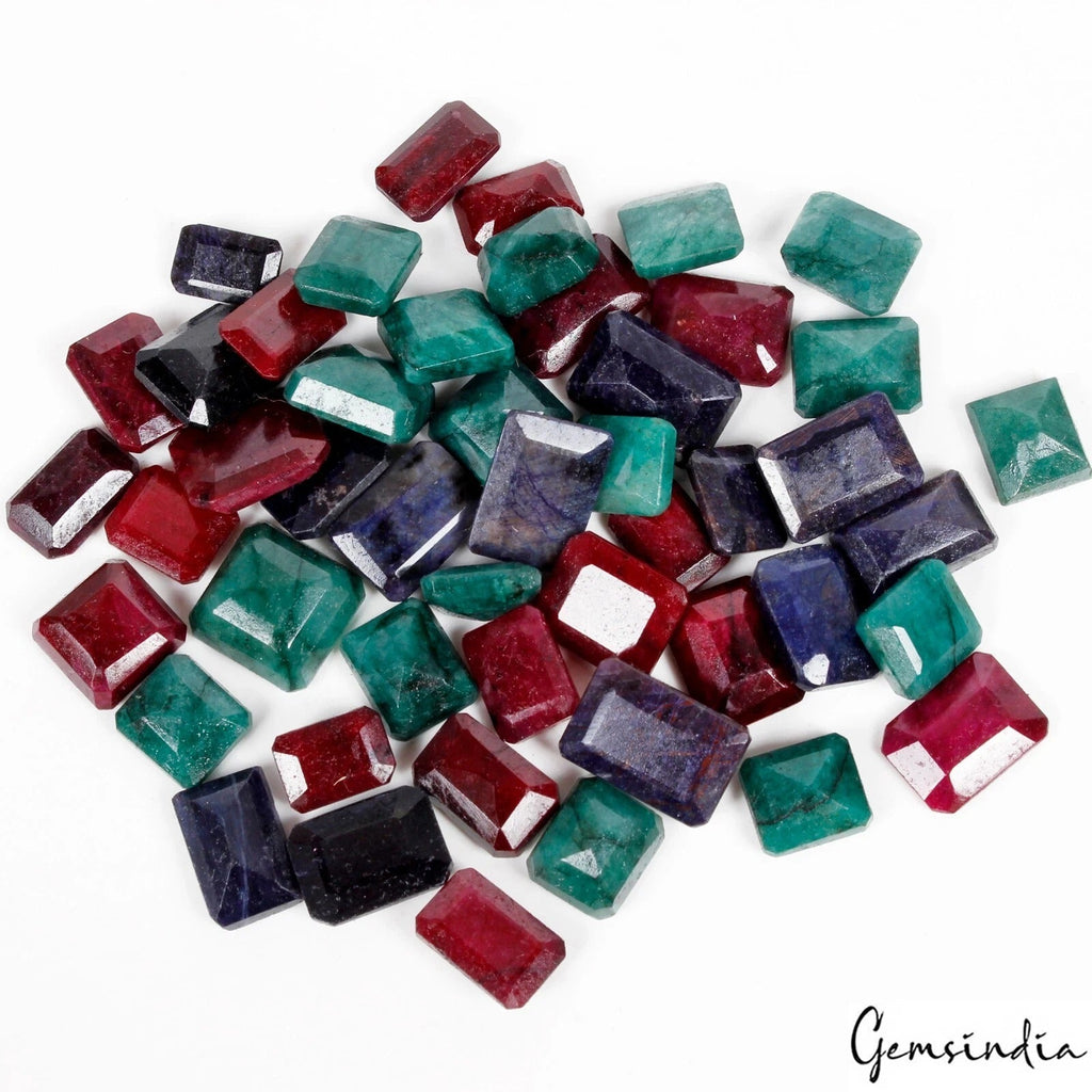 540 Ct./48Pcs Natural Emerald Ruby Sapphire Octagon Cut Loose Gemstones 11-17mm