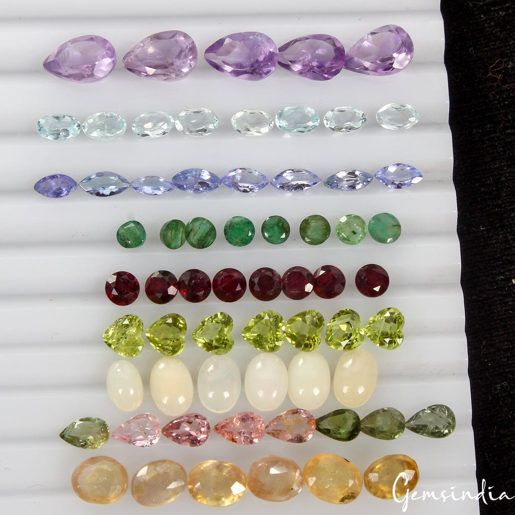 63 Pcs Estate Genuine Semi Precious Loose Mix Cut Multi Gemstone Lot Collection