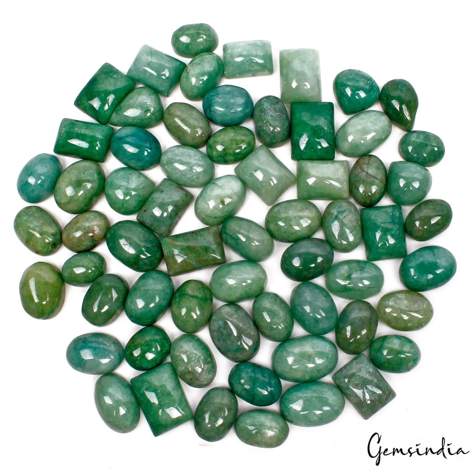 830 Ct/63 Pcs Natural Brazilian Green Emerald Mix Cab Loose Gems Lot For Jewelry