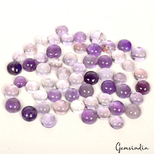 Amethyst Lot, Cabochon, Untreated, Purple — 57 Pieces, 7mm to 10mm, 150.00 Ct, Brazil