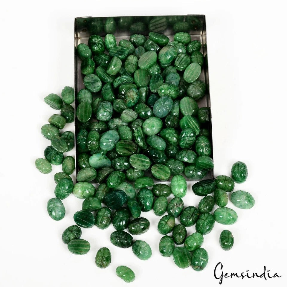 1200 Ct Natural Hand Carving Green Emerald Oval Shape Wholesale Loose Gemstones