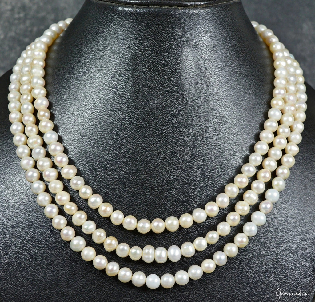 Genuine 680. 50Ct Freshwater Pearl & Amethyst 3 Strand Necklace Bracelet Jewelry