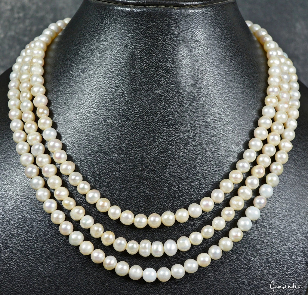 Pearl Necklace, Untreated — 6mm to 8mm, 680.50 Ct, India