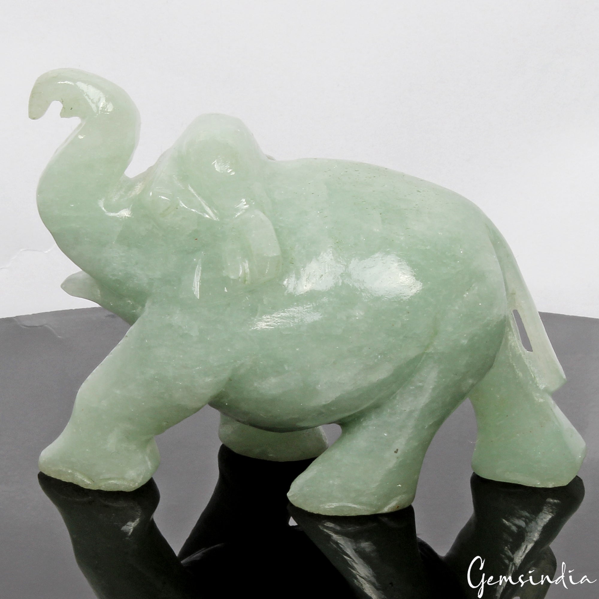 Handmade 855 Cts Natural Green Aventurine Elephant Sculpture Home Decor /Statue
