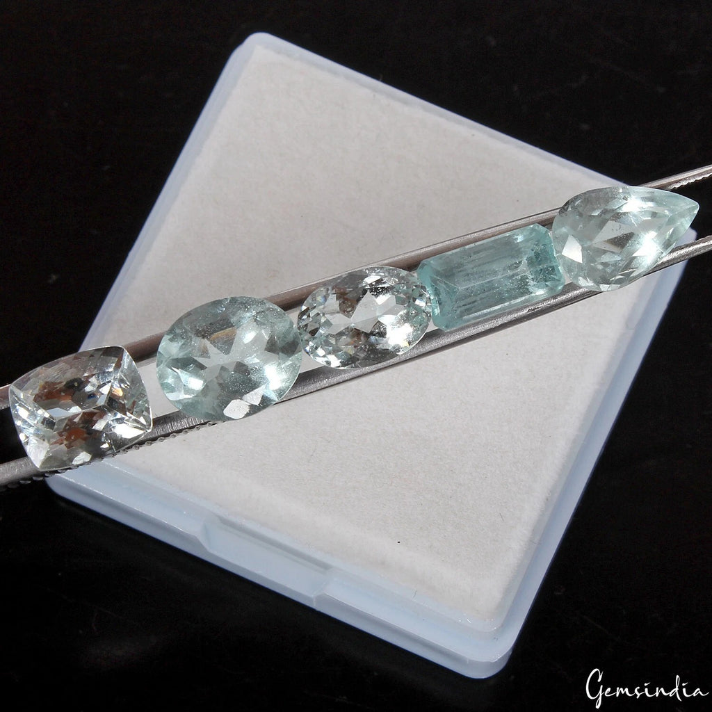 Aquamarine Lot, Loose Gemstone, Untreated — 5 Pieces, 9mm to 11mm, 13.70 Ct, Brazil