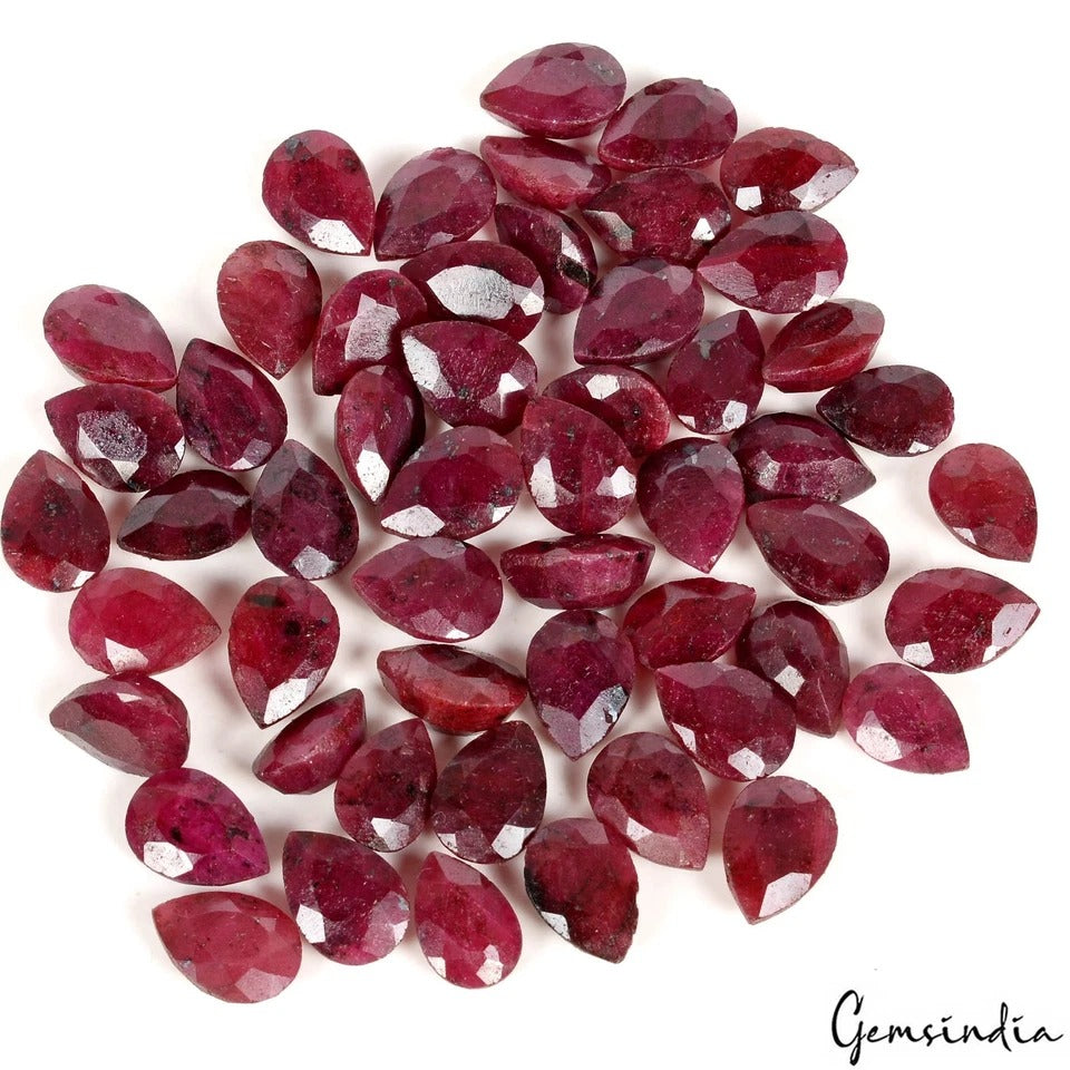 Ruby Lot, Loose Gemstone, Color Enhanced — 53 Pieces, 12mm, 300 Ct, Africa