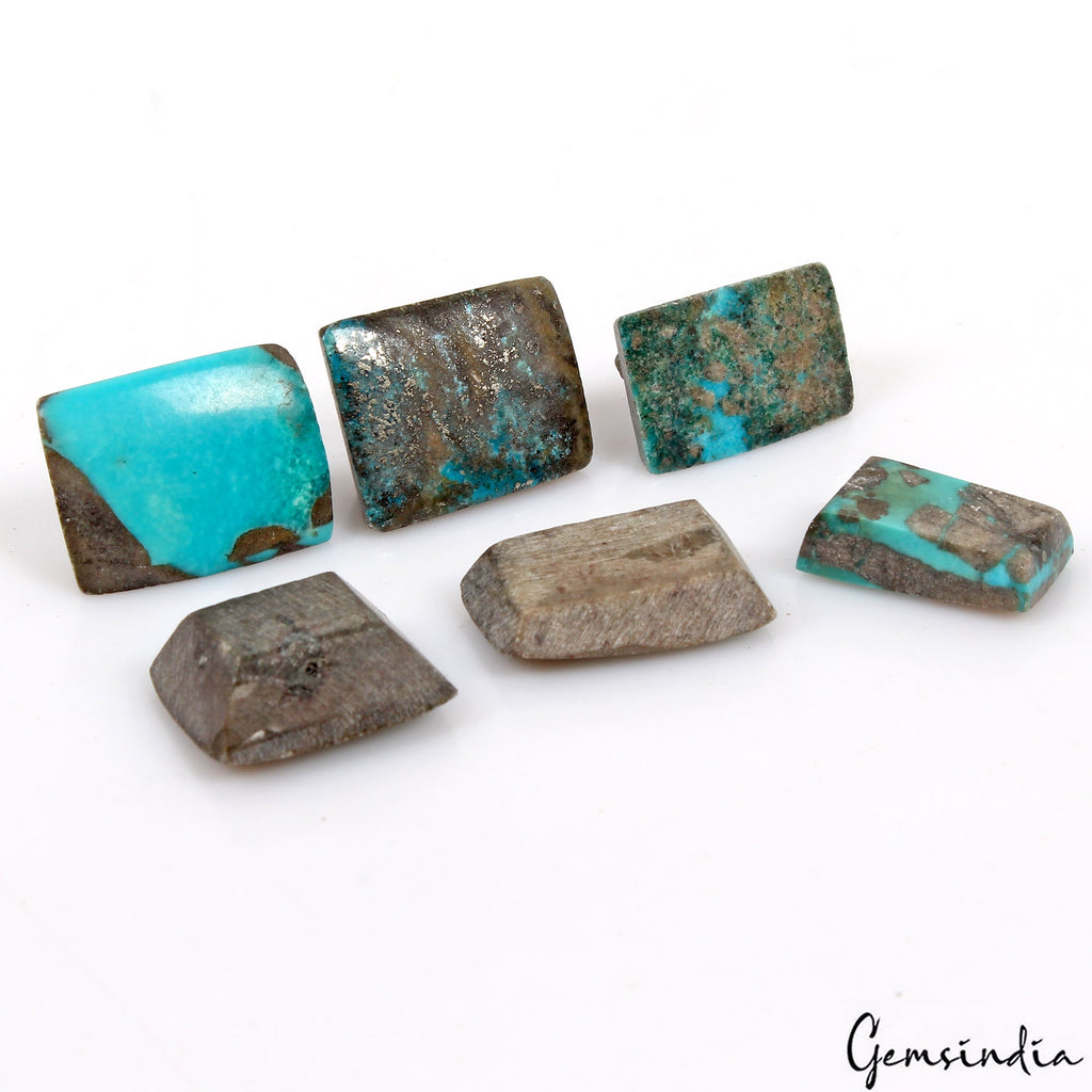6 Persian Turquoise Neyshabur Cabochon Lot, Not Stabilized, %100 Natural 19-22mm