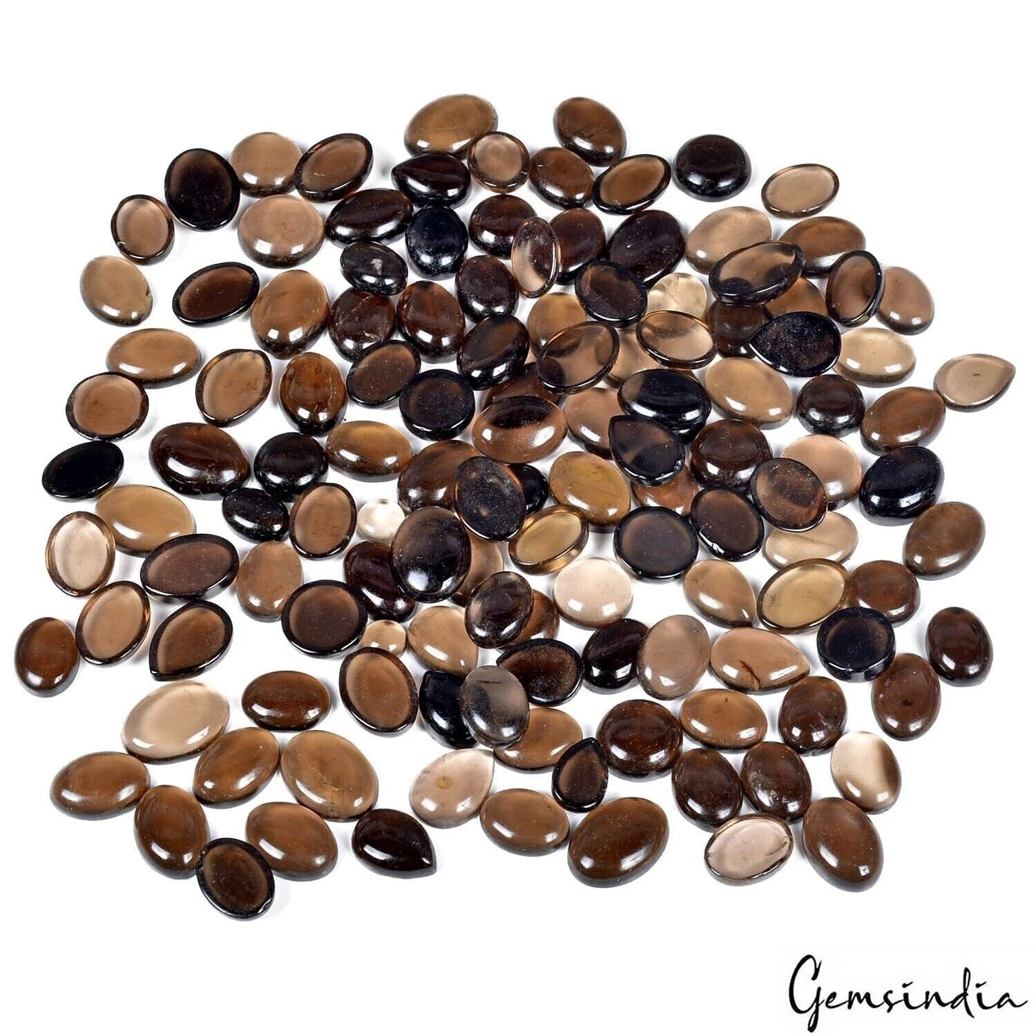 130 Pcs Natural Smoky Quartz 1200 Ct Oval Cabochon Loose Wholesale Gemstones Lot