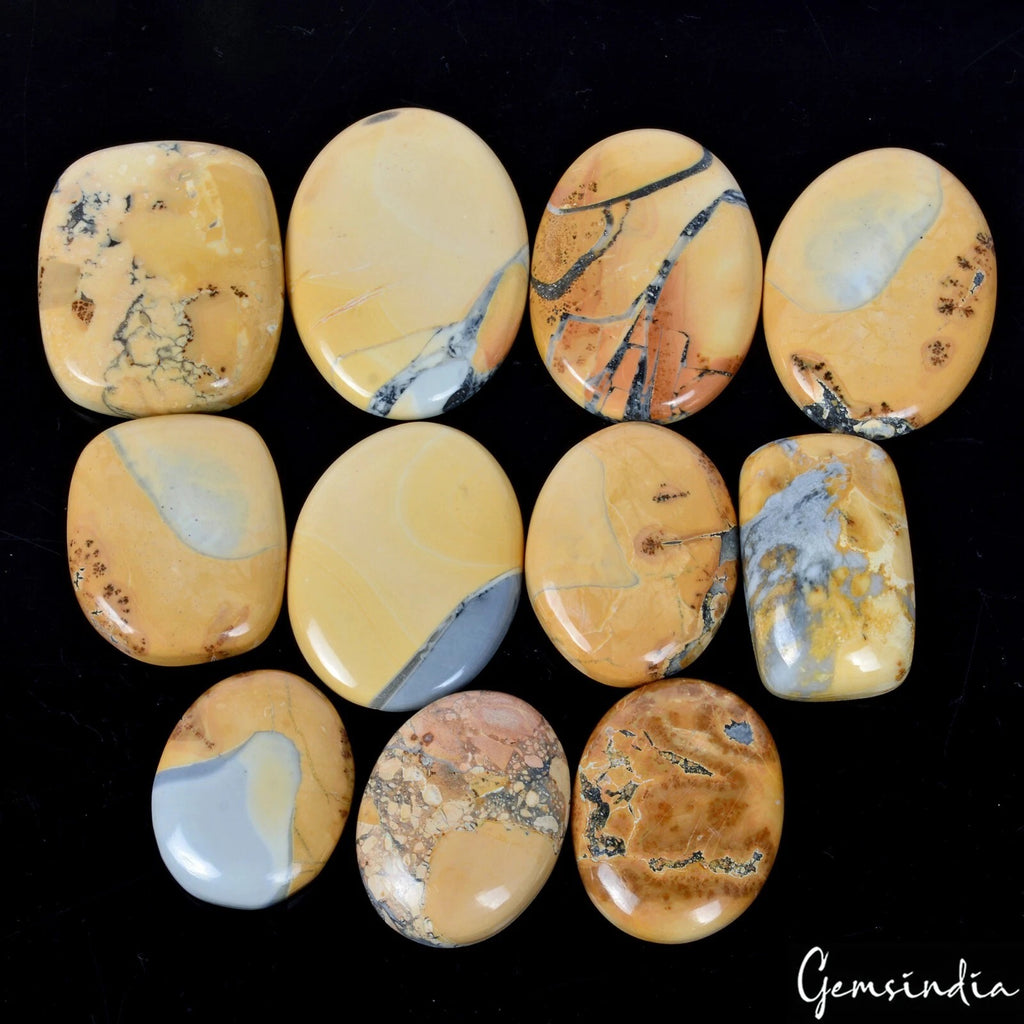 Jasper Lot, Cabochon, Oval & Cushion Cabochon, Untreated — 11 Pieces, 28mm to 40mm, 550 Ct