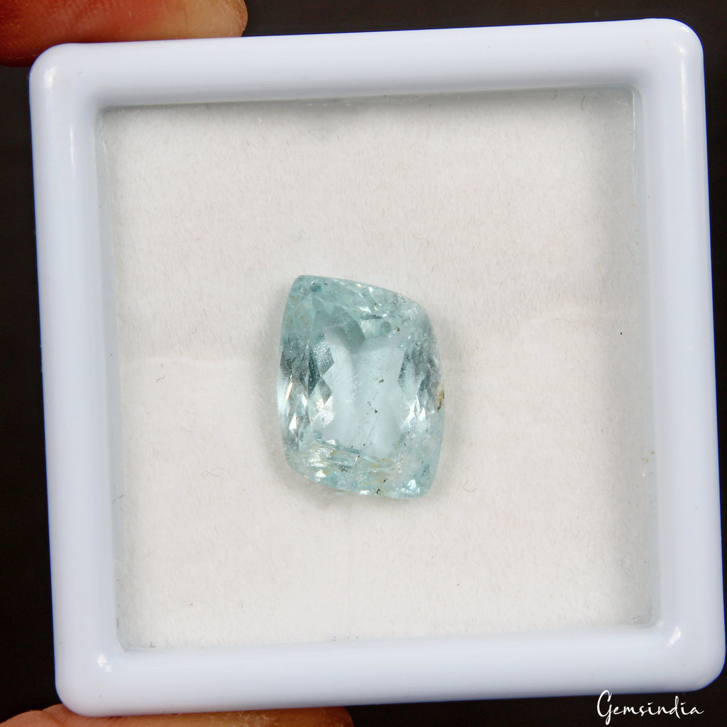 Certified 10.70 Ct Natural Untreated Blue Aquamarine Fancy Cut Rare Gem For Ring