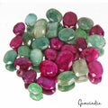 280 Ct/34 Pcs Natural Red Beryl/Green Emerald Mix Cut Loose Gems Lot For Jewelry