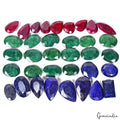 Certified 1500 Cts/35 Pcs Natural Multi Color Ruby Emerald Sapphire Mix Cut Gems