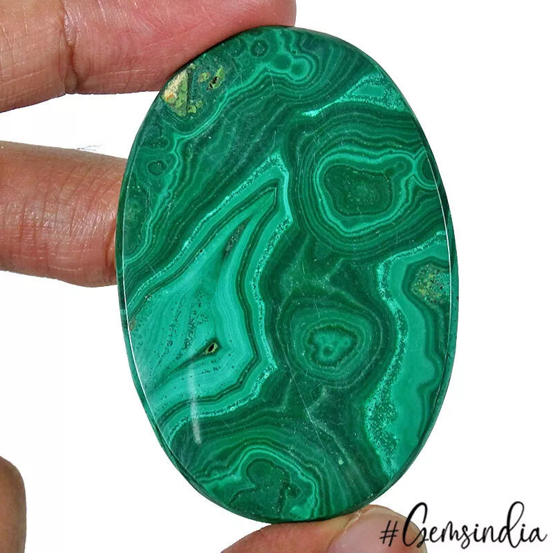 144.80 Cts Natural Untreated Green Malachite Oval Artistic Loose Gem For Pendant