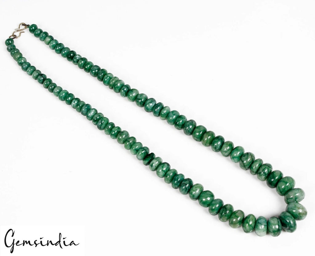 420 Ct Natural Brazilian Emerald Rondelle 6-14mm Beaded Gemstone Necklace 20"