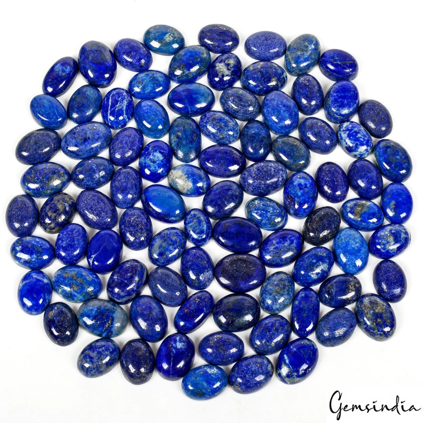 Pyrite Lot, Cabochon, Blue — 86 Pieces, 16mm to 20mm, 1000 Ct, Afghanistan