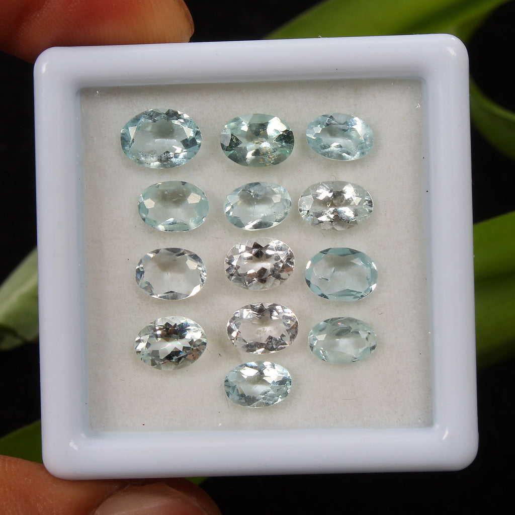 8.60 Ct Natural Blue Aquamarine Untreated 6mm-8mm Oval Cut Loose Gemstones ~13 P