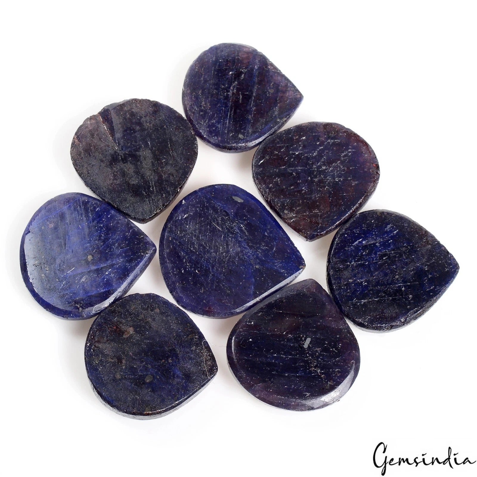 Blue Sapphire Lot, Loose Gemstone, Color Enhanced — 8 Pieces, 22mm to 26mm, 290.00 Ct