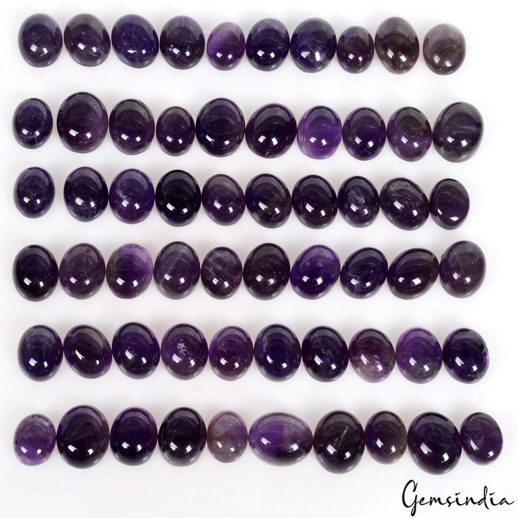 Amethyst Cabochon, Oval Cabochon, Untreated — 10mm to 12mm, 260.70 Ct
