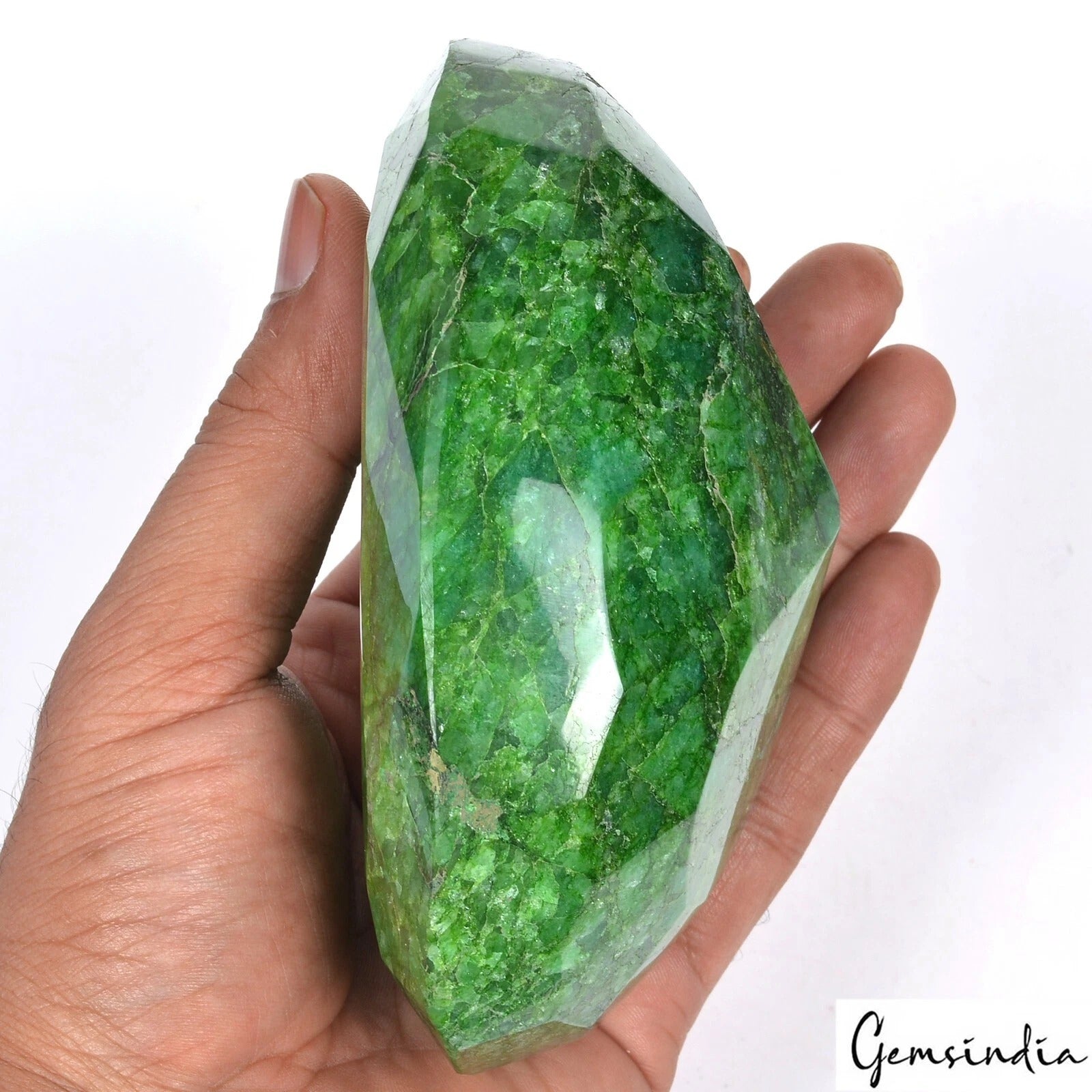 880 gram Natural Brazilian Green Emerald Huge Size 5x3.5in Oval Cut Gemstone