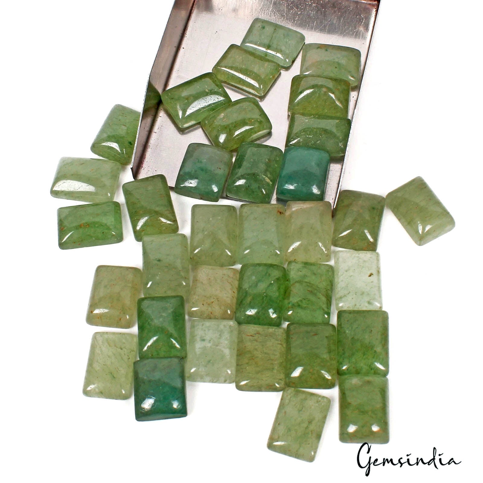 230 Cts/34 Pcs Natural Untreated Green Aventurine Cushion Cab Loose Gemstone Lot