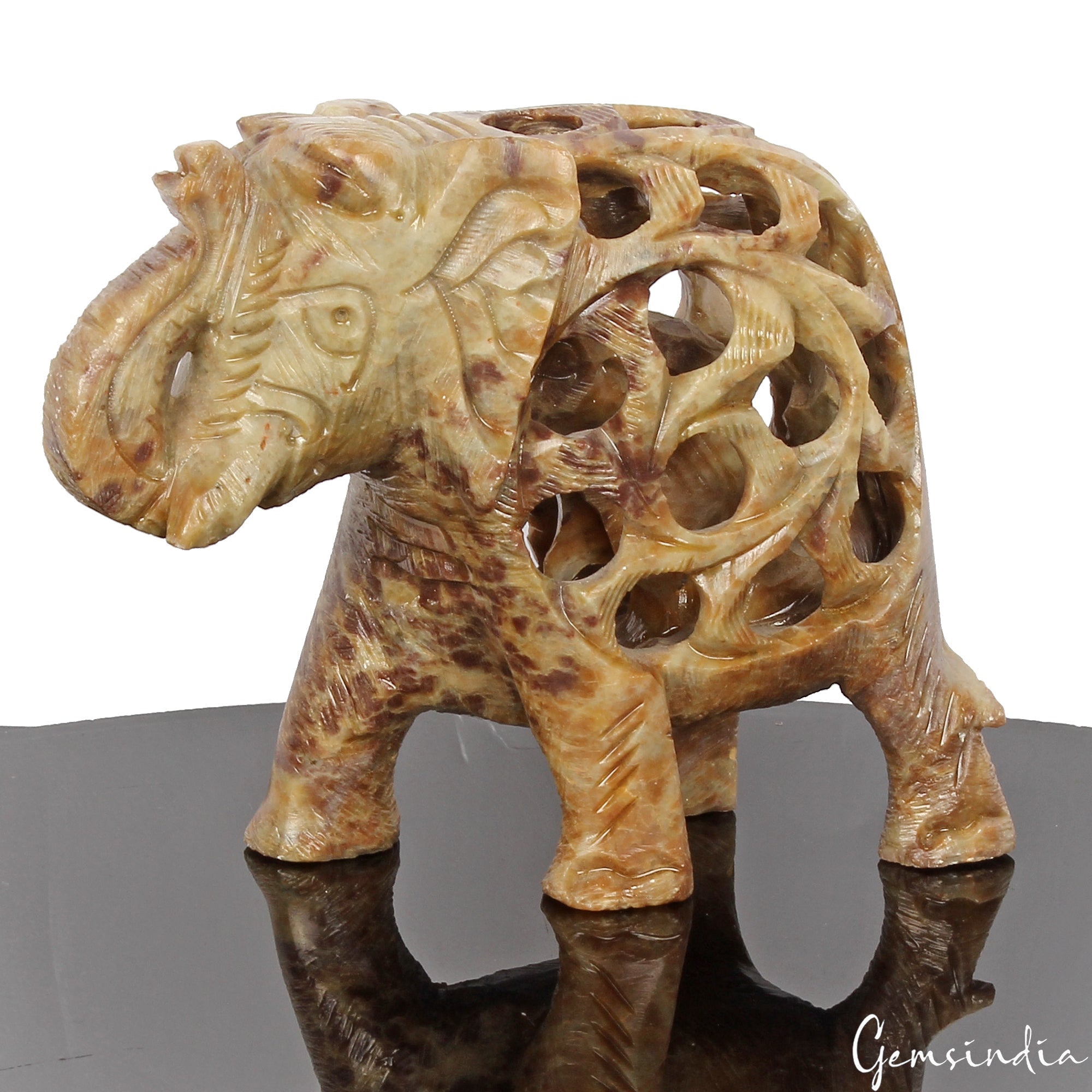 Soapstone Elephant Mom with Baby in tummy Statue/Sculpture Art Decor ~970 Cts