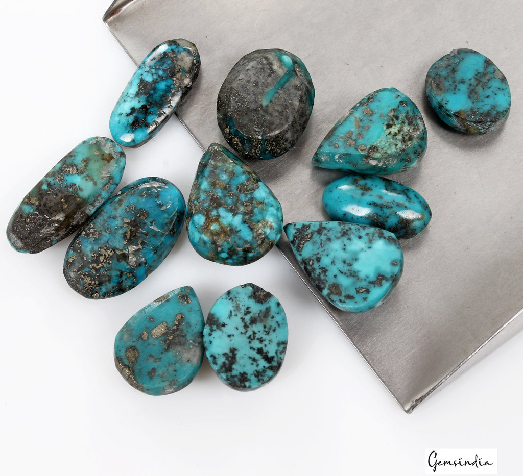 11 Persian Turquoise Neyshabur Cabochon Lot Not Stabilized, %100 Natural 16-25mm