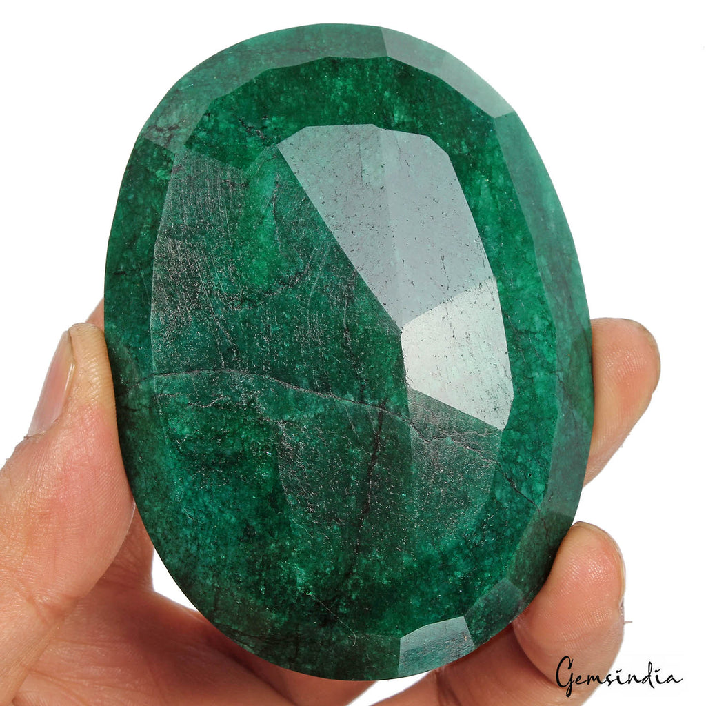 900 Ct Natural Dark Green Brazilian Emerald Oval Cut Faceted Earth Mined Gems