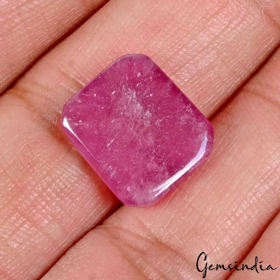 12.70 Cts Natural Top Pink Mozambique Ruby Cushion Carved Gem For Ring