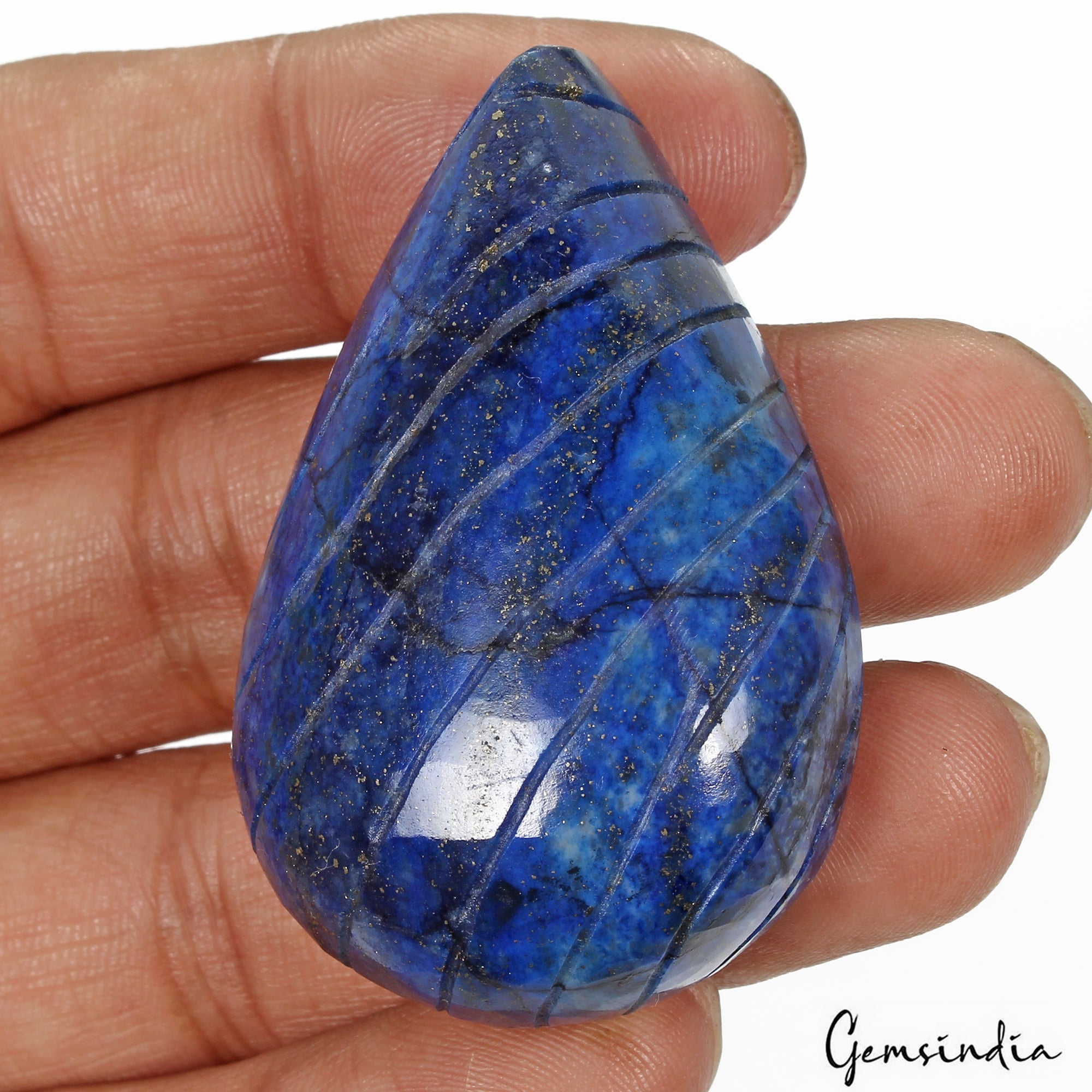 250 Cts Natural Blue Lapis Lazuli Pear Hand Carving Earth Mined Huge loose Gem