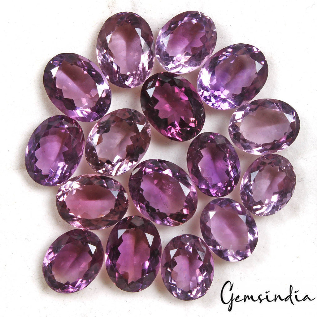 121.50 Ct/16Pcs Natural Brazilian Purple Amethyst Oval Cut Rare Gems For Jewelry