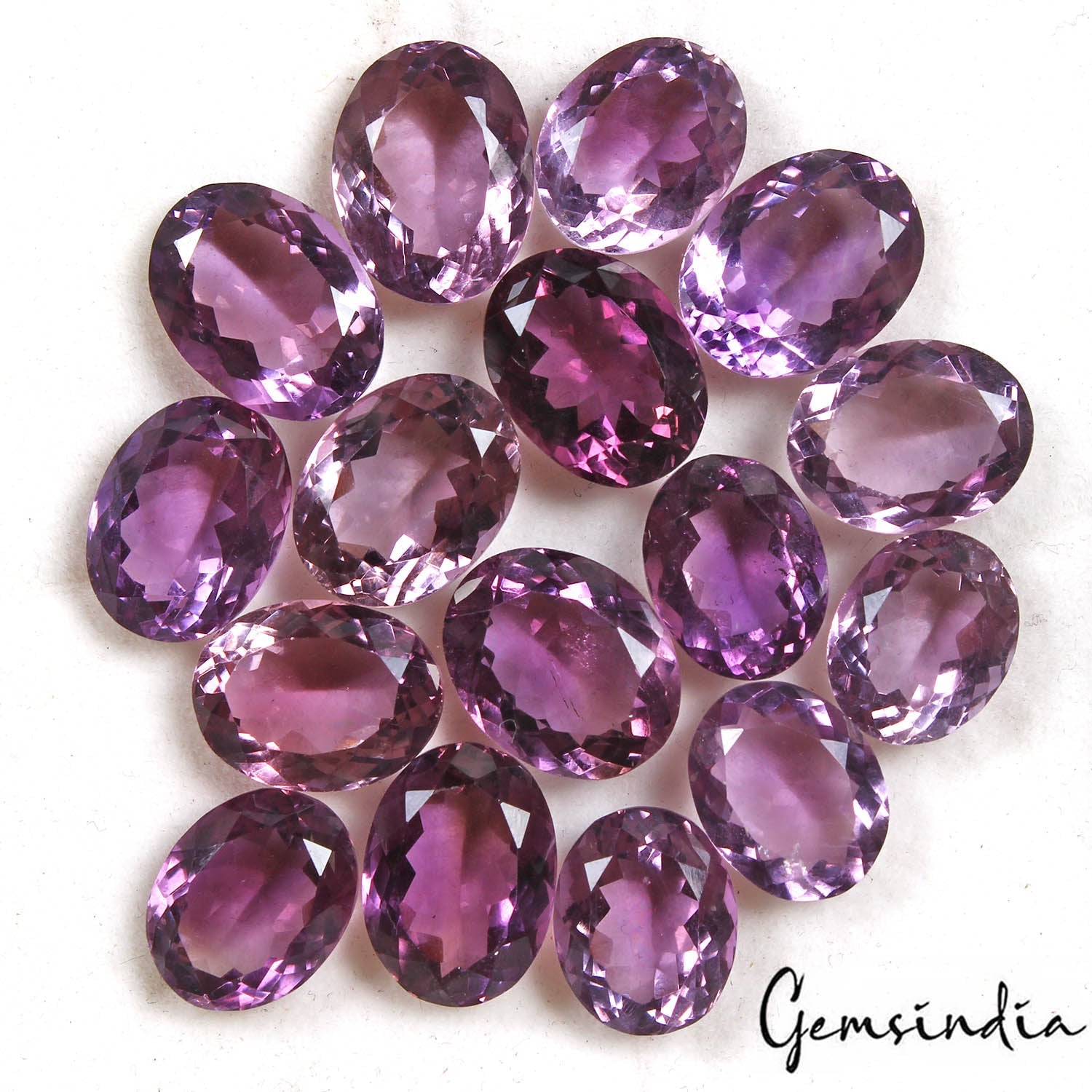 121.50 Ct/16Pcs Natural Brazilian Purple Amethyst Oval Cut Rare Gems For Jewelry