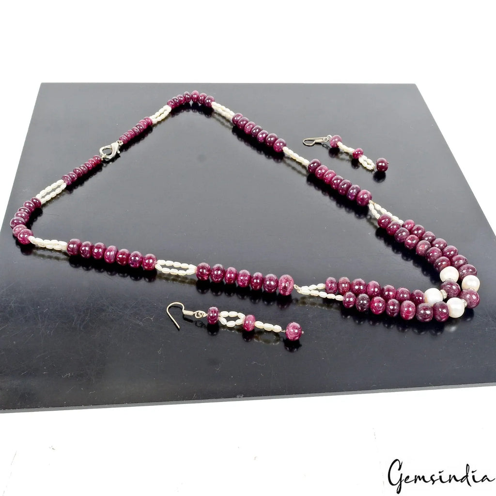 Ruby Necklace, Red — 27", India